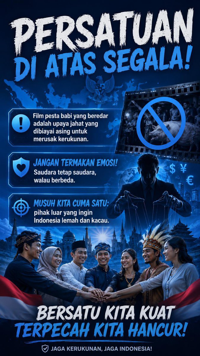 icus9197's tweet photo. Film cuma karya seni yang bebas dibuat tapi resiko dari tanggapan kita yang salah itu nyata banget buat keutuhan bangsa 🎨⚠️ https://t.co/Bk8iQT6O8p