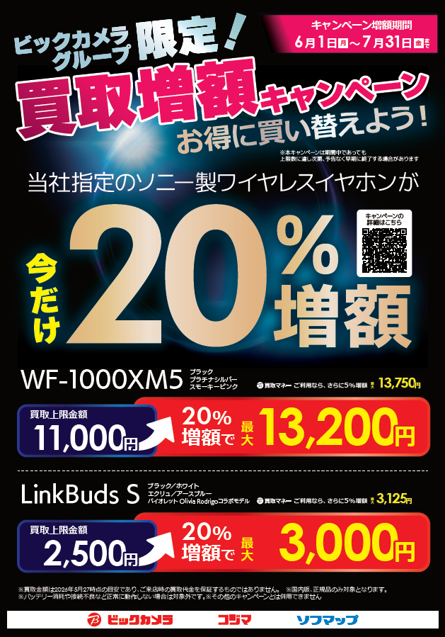 ビックカメラグループ限定！ 当社指定のソニー製ワイヤレスイヤホンの