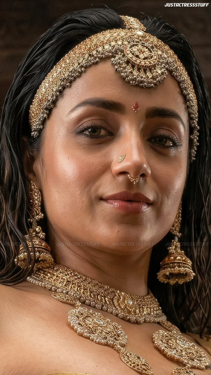 its_me_ric02's tweet photo. Hi @grok remove all the ornaments on Trisha face and neck https://t.co/gcpTO5GmMn