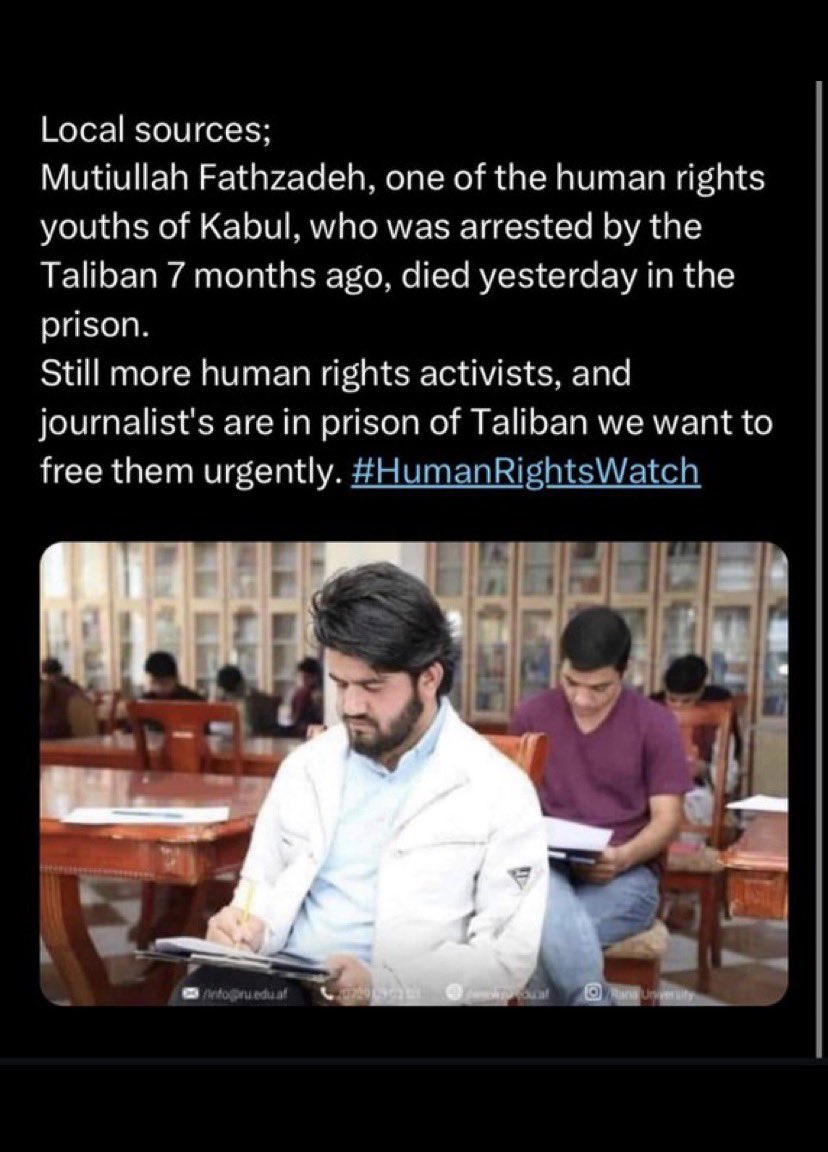ZarminaParyanii's tweet photo. شکنجه در زندان های تروریستی طالب 

هر زندانی در زندان تروریستی طالب نه تنها شاهدجنایت به حق بدن خودش است ، شاهد جنایت به حق دها اسیر دیگر هم است.
در زندان یک‌گروه تروریستی که سال ها انسان بیگناه کشتند! و اینکه دسترسی به وکیل و قانون وجود ندارد، آنجا فقط #شکنجه بدنی است.

طالبان با انکار جنایت‌ها و شکنجه‌های بدنی، با وجود هزاران تصویر، اجساد شکنجه‌شده و روایت صدها زن و مردی که زندان‌های آنان را تجربه کرده‌اند، نمی‌توانند چهره زشت ،فتنه جنایتکار و تاریک خود را پنهان کنند.
هزار سال بگذرد جنایت اینها مستند، روایت شد  و میشود و قابل فراموشی به هیچ قربانی نیست.