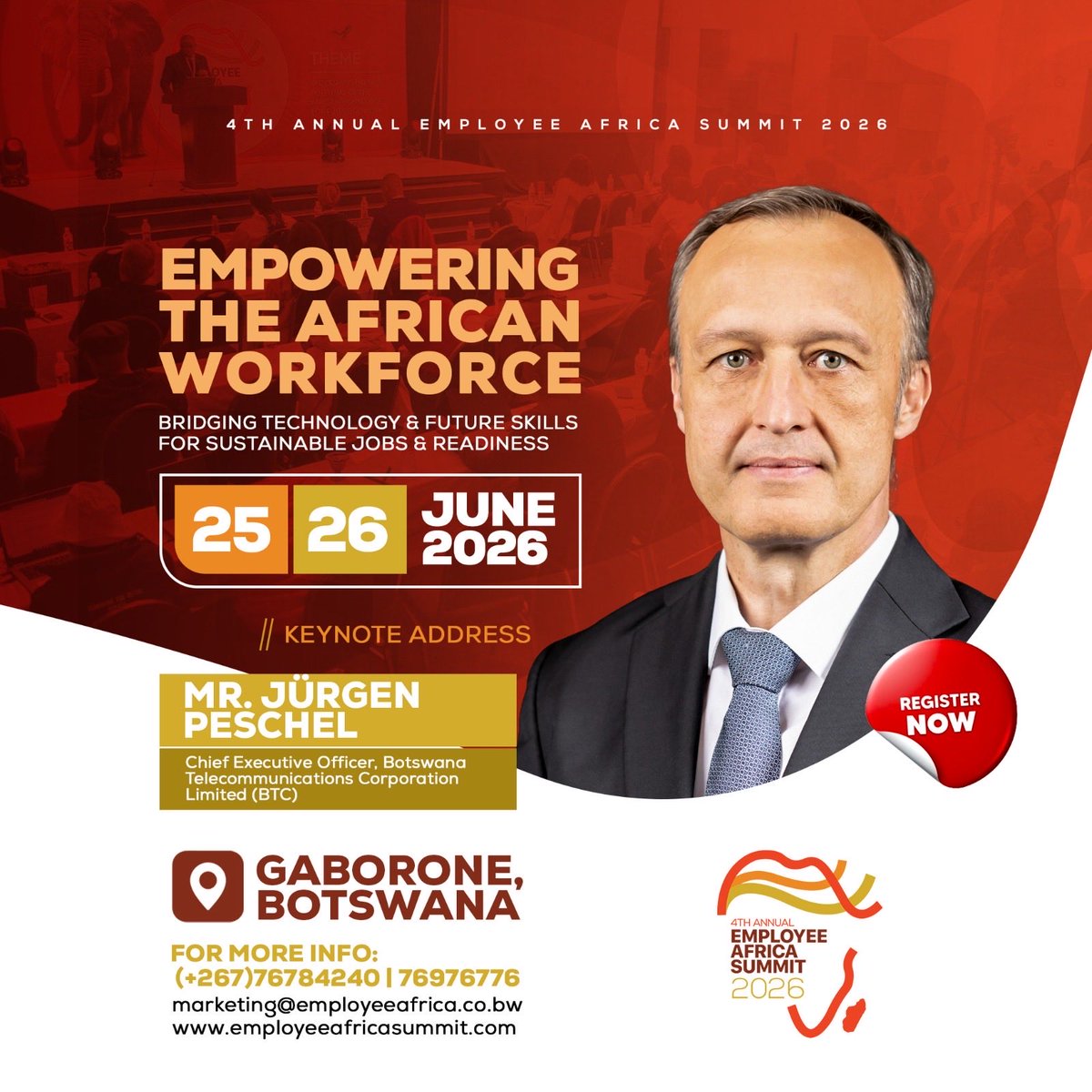 btcbw's tweet photo. Our CEO will be delivering the keynote address, focusing on bridging technology and future skills to drive sustainable jobs and workforce readiness across Africa.

Be part of the conversation shaping the future of work register now to secure your spot. https://t.co/ptDYZqp7jB