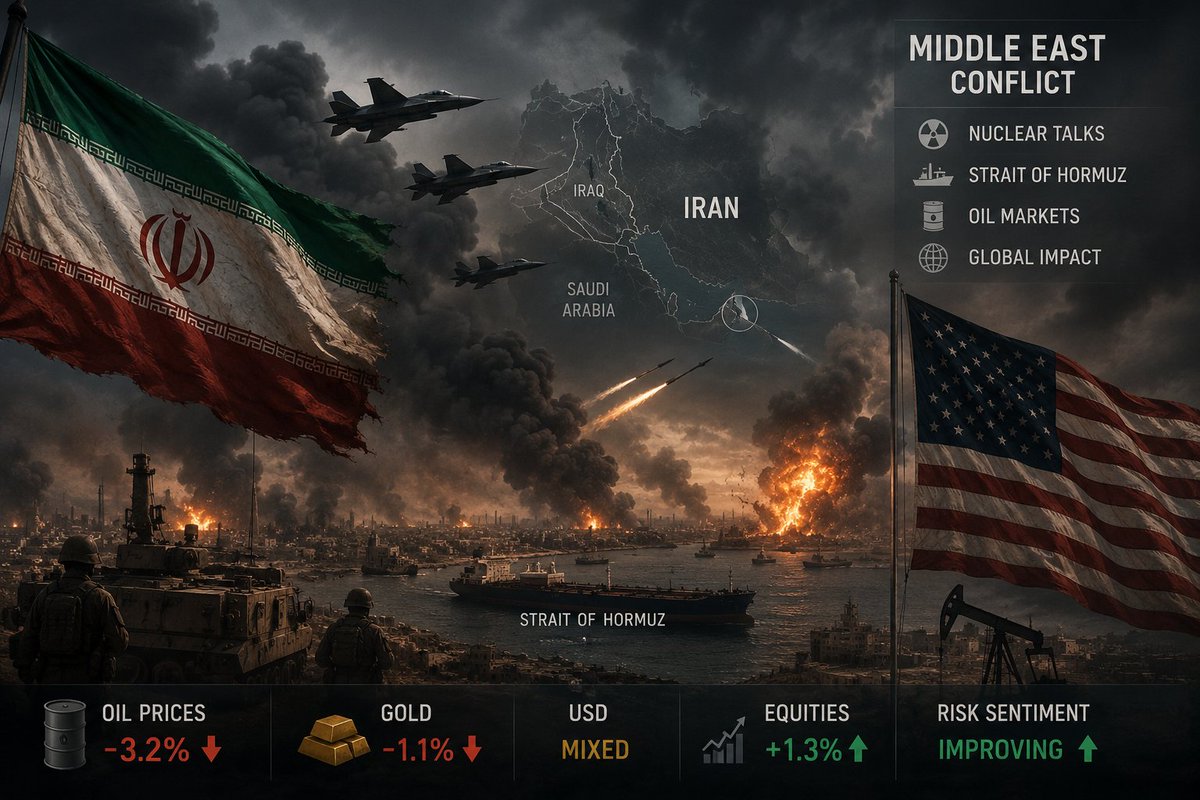 tradecorecap's tweet photo. #MACRO

Major Developments (Last 24 Hours)

Reports say tensions intensified again after renewed missile exchanges and stalled diplomatic talks between Washington and Tehran. Iran reportedly launched ballistic missiles toward U.S. linked positions in the Gulf region, while the U.S. responded with strikes on Iranian linked targets.

Iran is still threatening restrictions and has reportedly introduced “safe passage” controls for ships moving through the Strait of Hormuz. 

There are negotiations and ceasefire discussions ongoing:
Iran reportedly studying proposals,
Trump administration claiming talks continue,
Saudi diplomatic involvement increasing. Diplomacy exists, but trust is low

The market is probably in a:
“controlled escalation / negotiation phase”

Meaning:
conflict is active, but traders still believe diplomacy may eventually prevent full regional war.

That’s why:
panic is not extreme,
but safe haven flows remain strong.