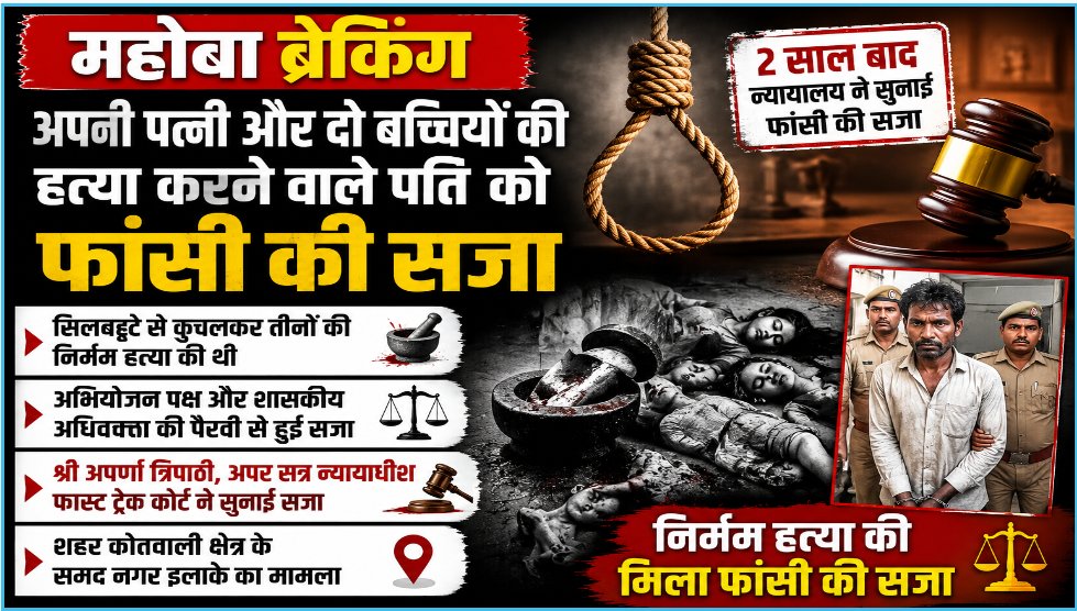 ipnnews24's tweet photo. महोबा में ट्रिपल मर्डर के हैवान पति को फांसी, पत्नी और दो मासूम बेटियों को सिलबट्टे से कुचला था, फास्ट ट्रैक कोर्ट ने दी मौत की सजा#MahobaNews #BreakingNews #UPNews #CrimeNews #CourtVerdict #DeathPenalty #MurderCase #JusticeServed #MahobaCourt #FastTrackCourt https://t.co/PvLTTi73P5