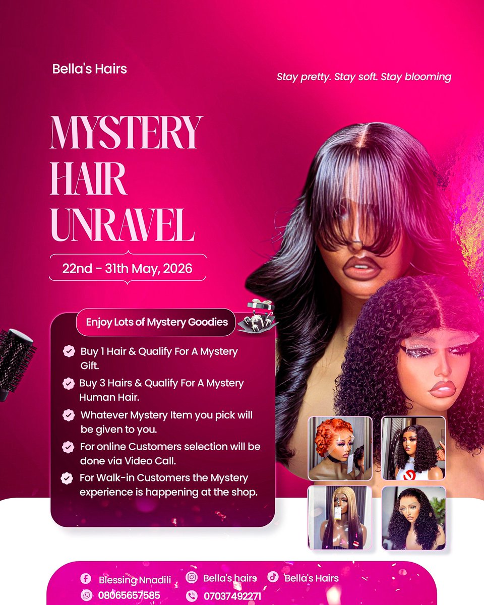Joachimdgns's tweet photo. A commissioned project for Bella's Hair. A brand that sell kinds of female wigs and hair extensions. 

For Bella's Hairs, they had a great product. But the problem was low visibility and engagements due to bad visuals.I created a high engaging design that solved the issue https://t.co/HhjmpcGqE4