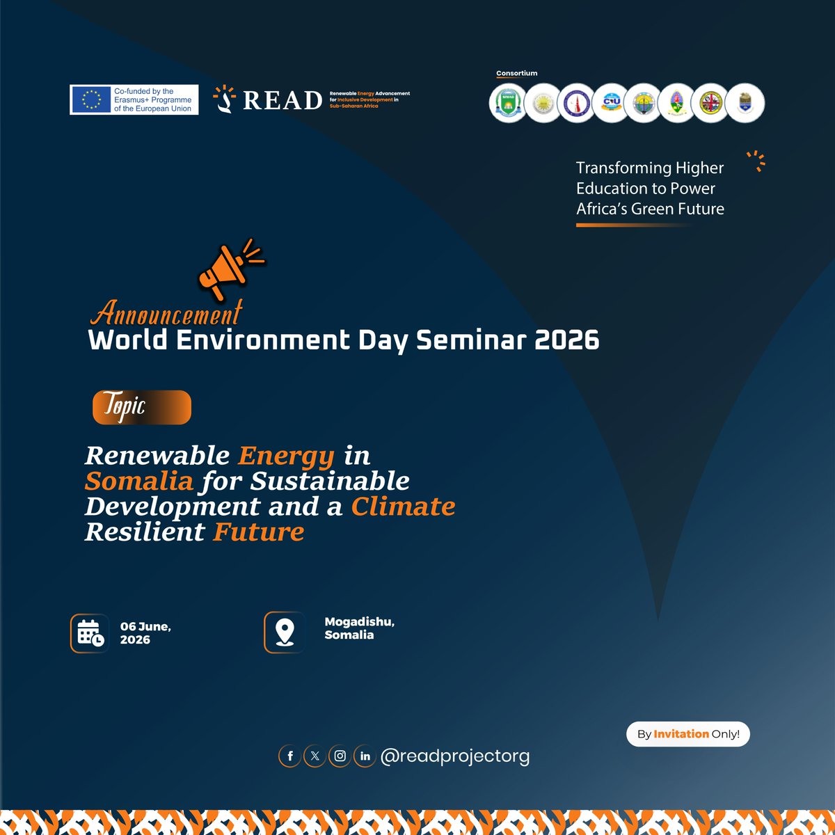 ReadProjectorg's tweet photo. The READ Project is pleased to announce the World Environment Day Seminar 2026, themed “Renewable Energy in Somalia for Sustainable Development and a Climate Resilient Future.”

Join us on 6 June 2026 in Mogadishu, Somalia. #READProject #WorldEnvironmentDay2026 #RenewableEnergy https://t.co/UyXm7Aa74X