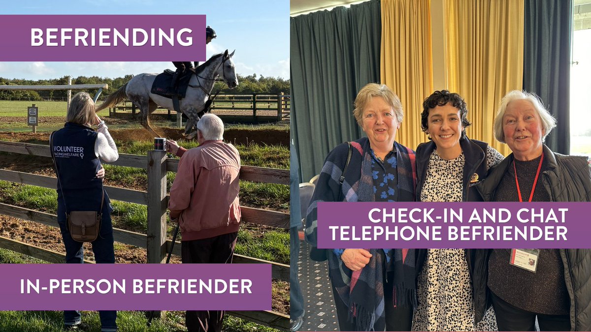 Racingwelfare's tweet photo. Want to make a difference? 💜

Volunteers are vital to helping us support people across the UK.

We’re looking for:
✨ Be-frienders
👏 Community Volunteers 
events
🎉 Event Volunteers 

Join our Volunteer Programme and help us continue
our vital work: https://t.co/OXFksiCzZZ https://t.co/o8lkTjXoe2