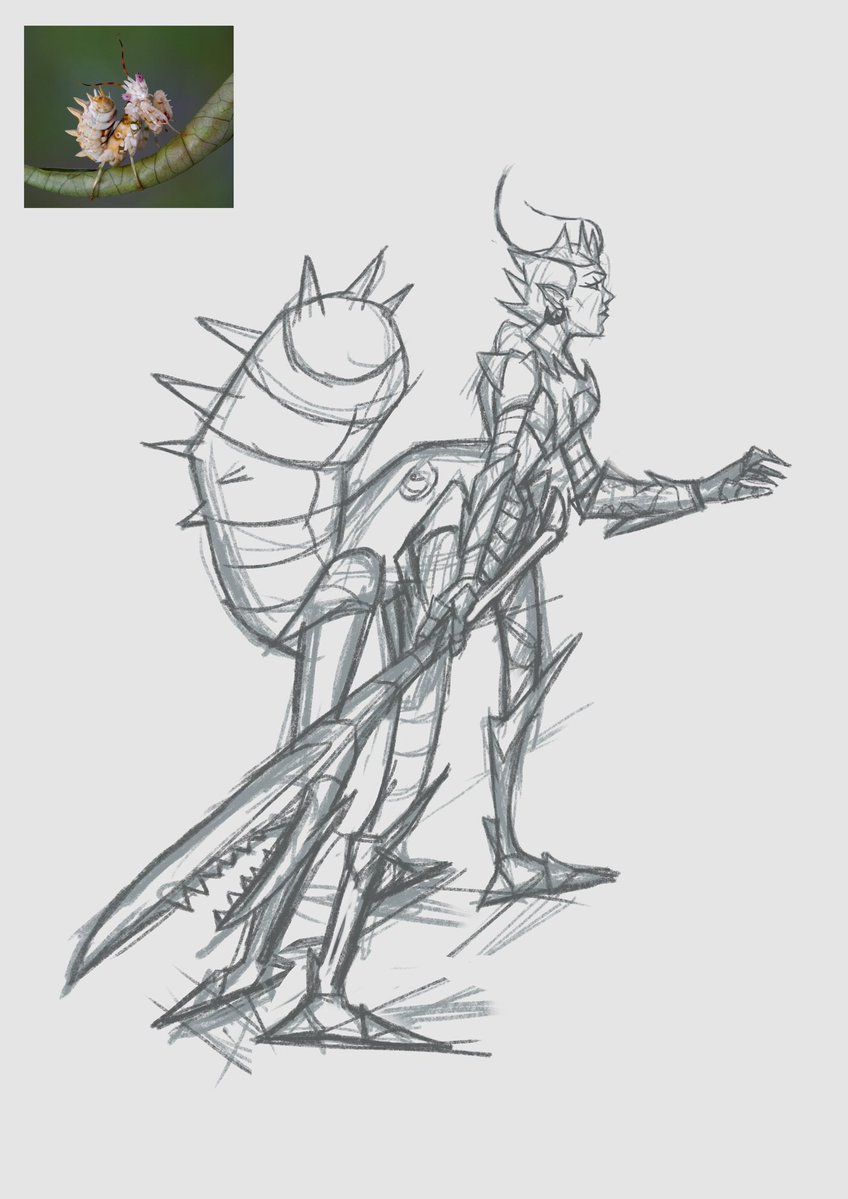 itsmeulas_'s tweet photo. Saw this insect and decided to design character from it.. 🐜 I drew it on my phone so I’ll make a few adjustments later 🫣😂 

#procreate #procreatepocket #characterdesign #illustration #sketch https://t.co/WhwJ8I9dn6