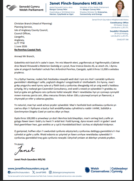 JanetFSMS's tweet photo. I have written to the Head of Planning on Isle of Anglesey County Council, and the Cabinet Minister for Rural Resilience and Sustainability, calling for the plans of the development of Penrhos Coastal Park to be urgently reviewed. We must protect our natural community assets. https://t.co/mh0F56n7iR