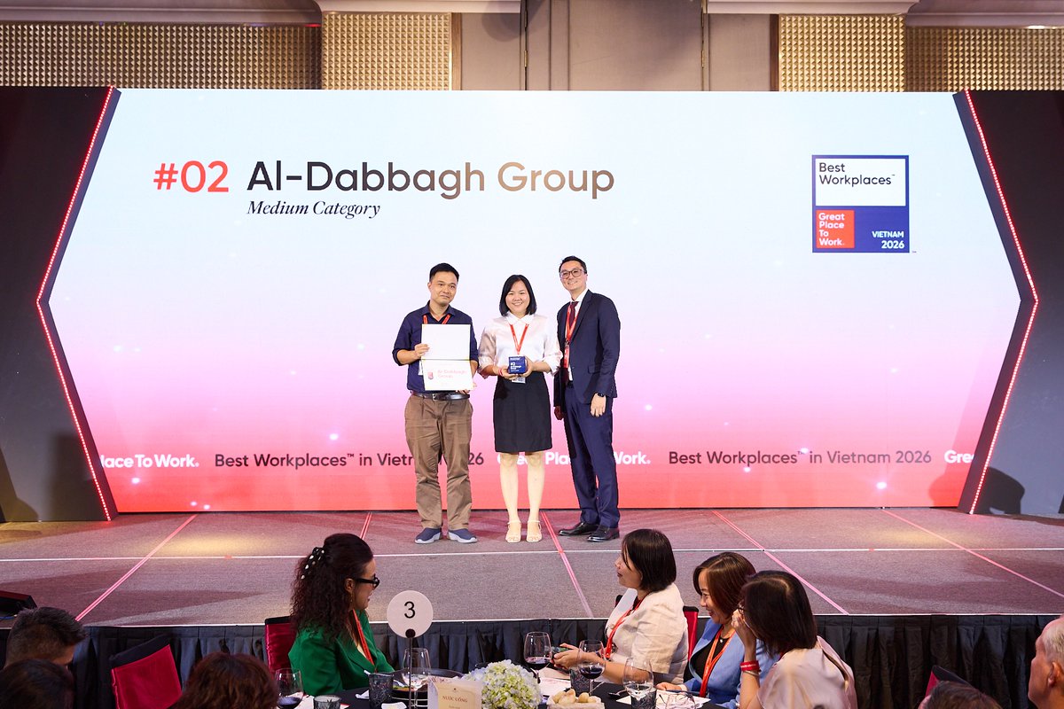 ALDabbaghGroup's tweet photo. We are honored to be named the #2 Best Workplace in Vietnam™ 2026 in the Medium Category. This recognition reflects the collective efforts of our people and our ongoing commitment to creating a workplace where individuals can grow, contribute, and reach their full potential.

The journey from #7 to #2 over the past year makes this achievement especially rewarding. It highlights not only how far we have come, but also the momentum we continue to build as an organization.

Thank you to our colleagues across the Group for making this possible and for shaping a workplace that continues to raise the bar year after year.