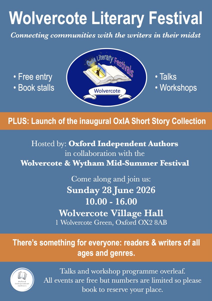 amanda_R_author's tweet photo. Join us on Sunday, June 28, 2026 for a fabulous day of books, talks and workshops. Plus, the launch of the OxIA Short Story Collection. Head to our website for more info https://t.co/TwFWZ08sBU #OxfordIndependentAuthors #books #LiteraryFestival https://t.co/2CW426mx0a