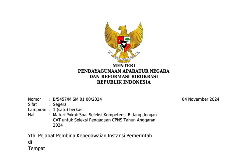dntyk's tweet photo. Buat yang lagi persiapan SKB CPNS, ini Materi Pokok Soal SKB resmi dari MenPAN-RB (total ada 104 halaman). 

Link PDF-nya bisa langsung kalian akses di sini: https://t.co/hBGAS7Mg15

Sekadar reminder penting, yaitu rajin-rajin pantau website resmi instansi yang kalian lamar. Info detail soal jadwal, lokasi ujian, sampai materi spesifik itu bisa beda-beda tiap instansi. Jangan sampai ada info krusial yang kelewat.

Semangat terus buat yang lagi berjuang di tahap ini. Kalaupun nanti hasilnya belum sesuai harapan, inget ini bukan akhir dari segalanya—tetap konsisten dan terus usaha. 💪🏻