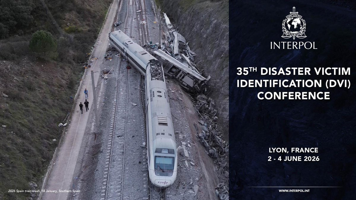 noticiassecrim's tweet photo. Personal del SECRIM expone en la 35ª Reunión del Grupo de Identificación de Víctimas de Desastres de Interpol el operativo de actuación desplegado 🫆🧬🔍 con ocasión del accidente ferroviario de Adamuz (Córdoba).
#SECRIM 
@INTERPOL_HQ https://t.co/K30TskfWrp
