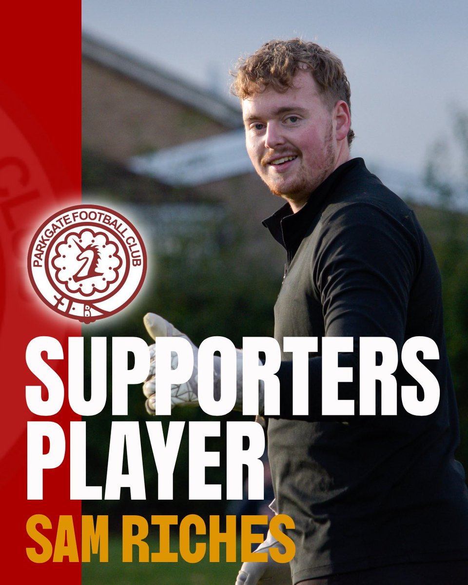 parkgatefc's tweet photo. 🏆 2025/26 Supporters’ Player of the Year

Congratulations to Sam Riches, who has been voted Supporters’ Player of the Year for the 2025/26 season.

Since arriving at the club, Sam has made a huge impact, commanding his area with confidence and consistency. His performances between the posts have been outstanding, producing a number of crucial saves throughout the season and playing a vital role in keeping the team competitive in key moments.

A well-deserved award, voted for by the supporters who have witnessed his contributions week in, week out.

We would also like to thank Sam’s sponsors, Brookhill 617 Plumbing and Heating Specialists and Aspire Goalkeeping, for their valued support throughout the season.

#steelmen