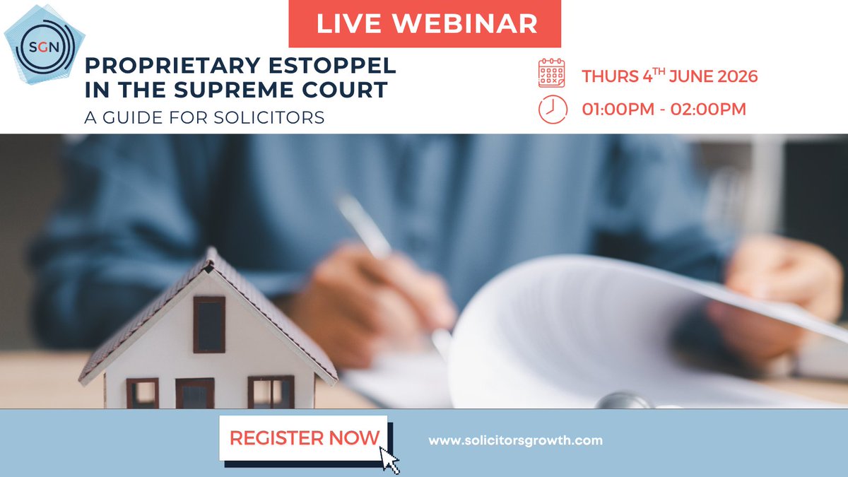 SolicitorsGrow's tweet photo. In this webinar, John will be sharing a clear and practical overview of the implications of the decision for both commercial and domestic disputes, along with guidance on how the courts may approach these claims in future. https://t.co/74ychykWcK