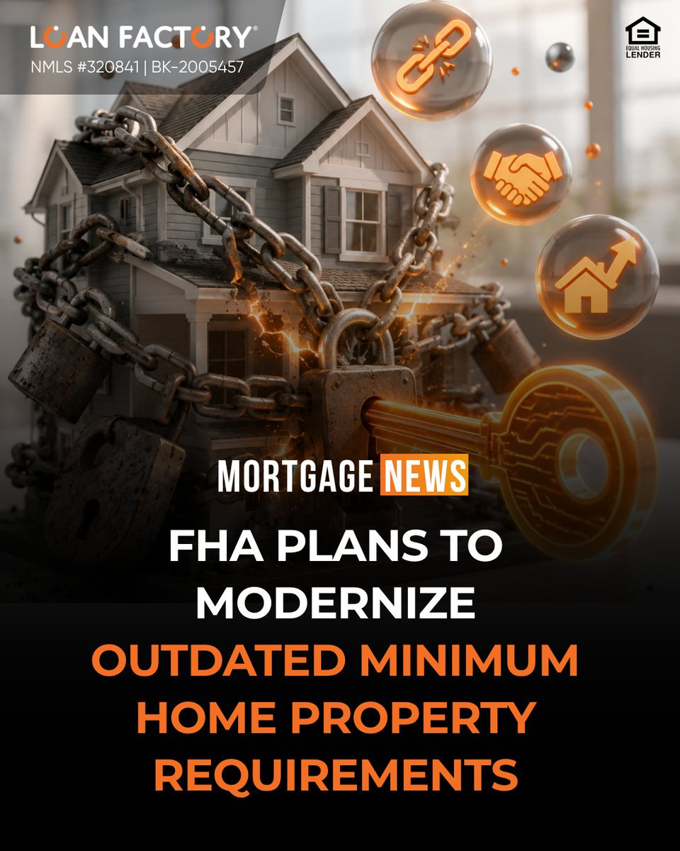 loanfactoryus's tweet photo. The FHA is exploring ways to modernize its long-standing property condition requirements, which could help reduce barriers for some homebuyers.

The goal? Maintain safety standards while making the process more practical for today’s housing market. https://t.co/UlXuY36RXz