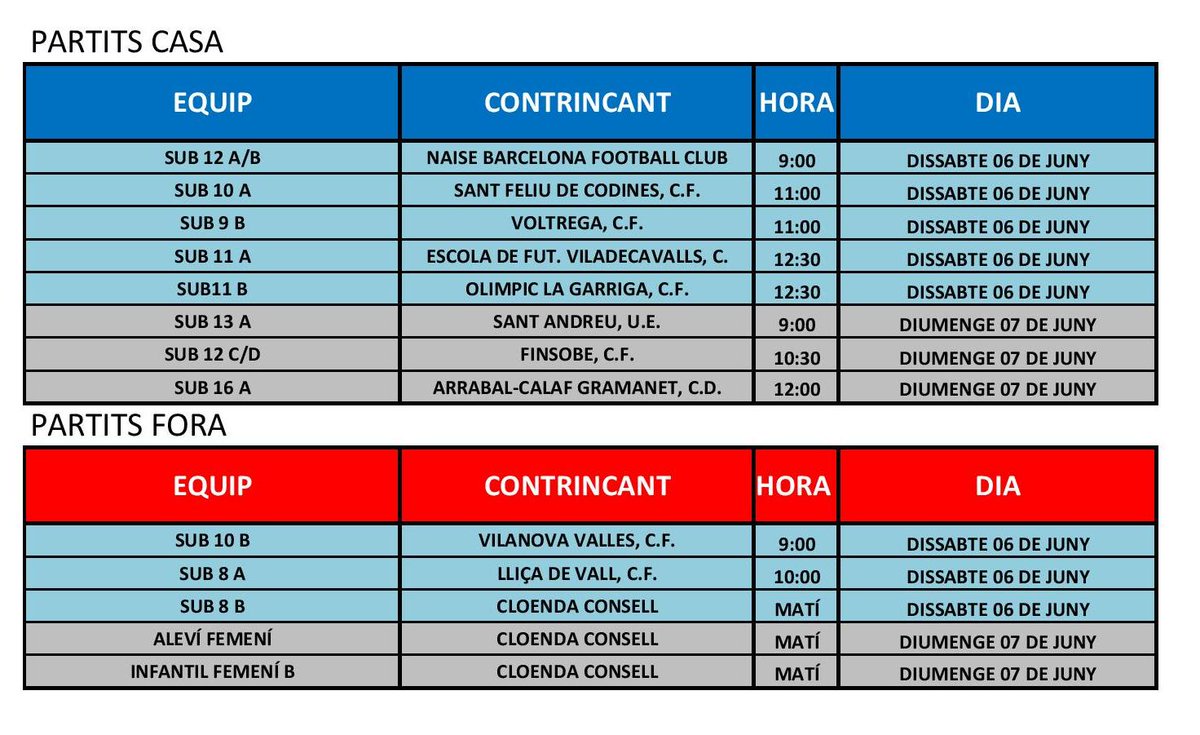 cfcaldes's tweet photo. Partits del cap de setmana 6 i 7 de Juny de 2026.
@esportscaldesm 
@joseanmoreeno 
@radiocaldes 
@noticiescalderi 
@puntvalles 
@xavio1 https://t.co/KcsqH9C6iq