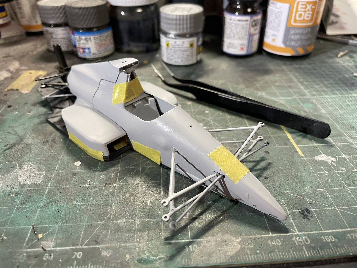 ハセガワ 1/24 ザクスピードZK891ヤマハ仮組み中。 今の時点では