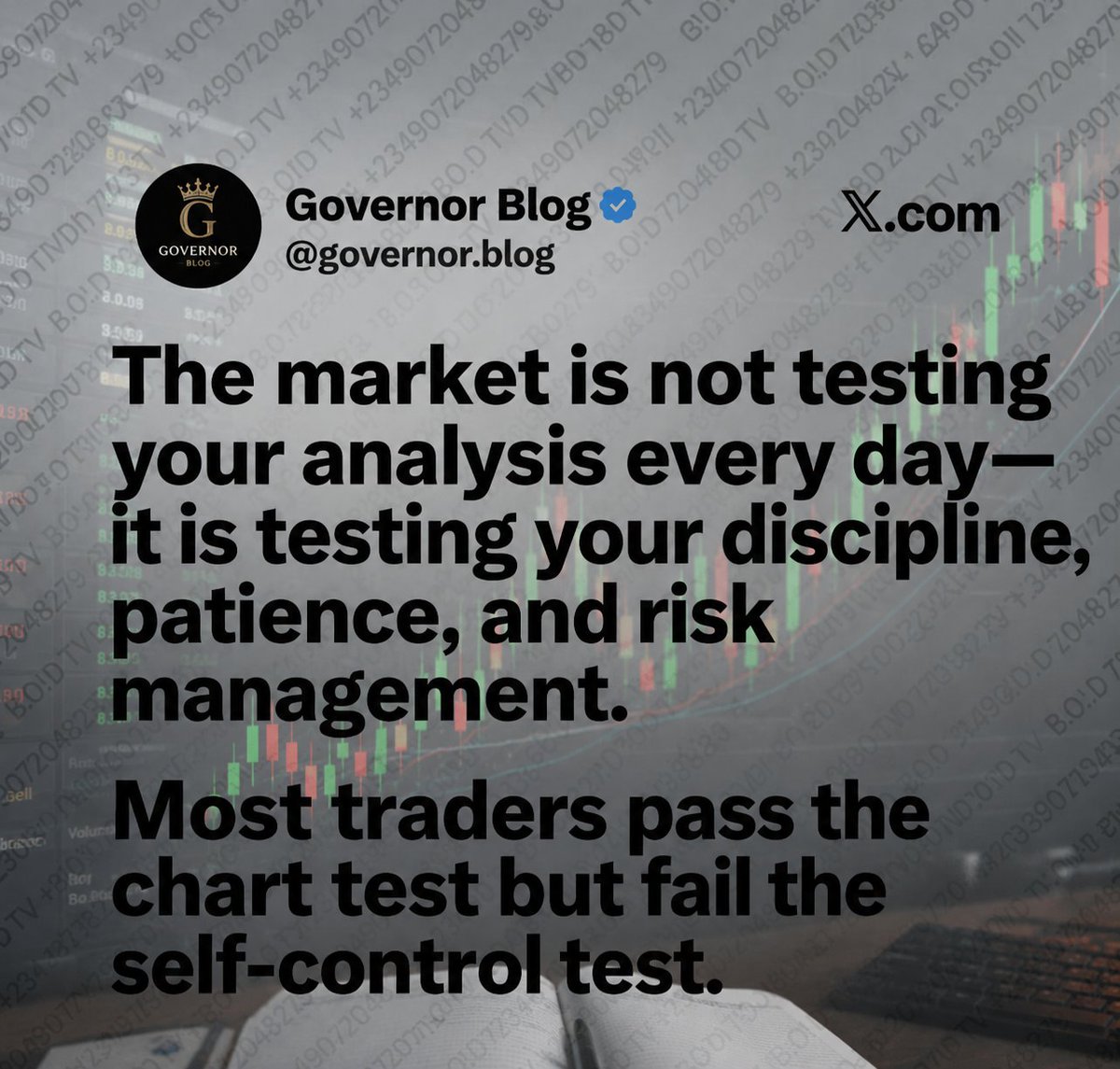 governorblog's tweet photo. The chart isn't your biggest opponent—your emotions are. True or false?

      Governor Blog
Master the Mind. Conquer the Market.
#forexblog #governorblog https://t.co/jxzinzFXll