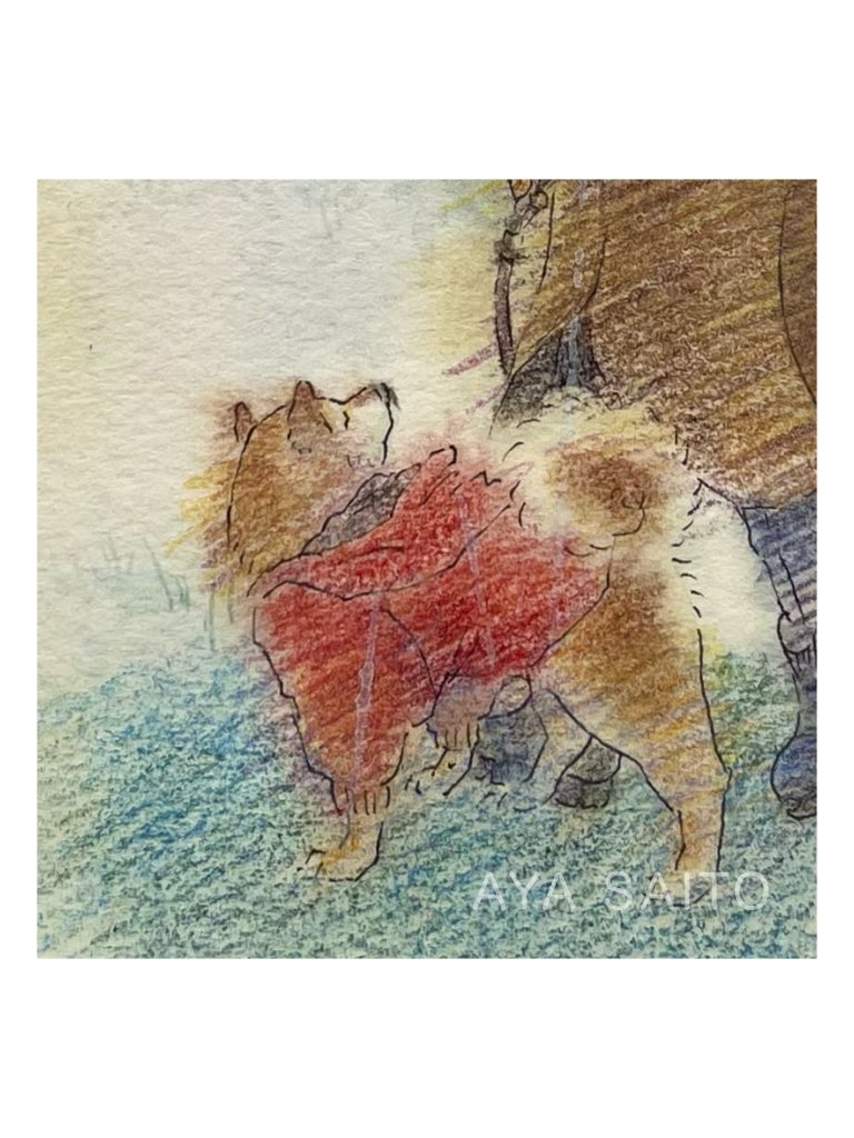 ヴィーヴィ・ケイパイネン　水彩画　1997年 小雨のワルツ」 100×148mm 2026 ミリペン・透明水彩・色鉛筆・油性