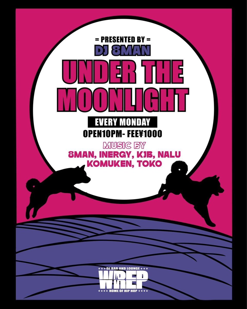 barwrep's tweet photo. 【6月8日 (月) UNDER THE MOONLIGHT】

DJ 8MAN
DJ INERGY @i11190207 
DJ NALU @DJ_NALU 
DJ KJB
DJ TOKO @TokoTsuzimura 

Open 20:00 ¥1000 https://t.co/jtn4o7Inbx