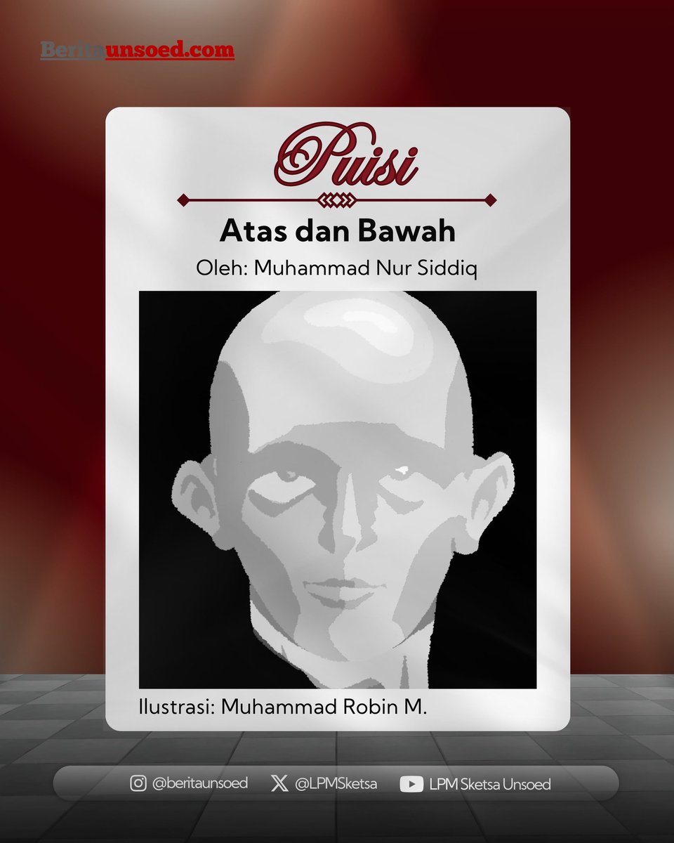 LPMSketsa's tweet photo. Hidup memang tidak akan pernah adil. Ketika sebagian merasakan gemerlapnya dunia, sebagian lainnya harus merasakan pahitnya realita.

Baca selengkapnya di https://t.co/wqXfc2VRTE https://t.co/GaQbsKNjKF