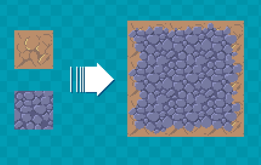 Booooooomstick's tweet photo. Sand + stone.
#Pixelart #32x32 #Tileset https://t.co/fRWCi7Q98V