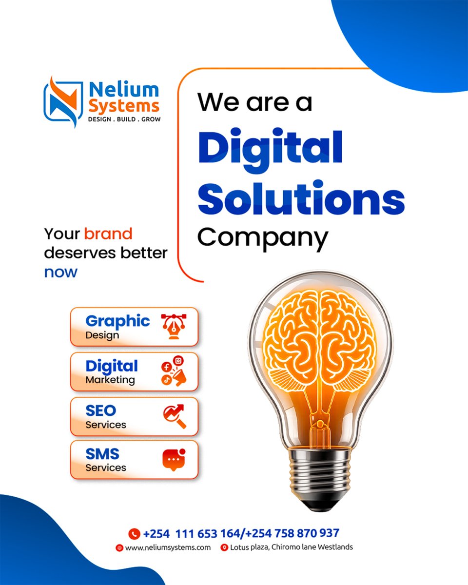 Nelium_Systems's tweet photo. Your brand deserves better.

Graphic Design. Digital Marketing. SEO. SMS Services.

Partner with Nelium Systems to design, build, and grow your business online.

+254 111 653 164 | +254 758 870 937
 https://t.co/E8oqmMbd3R
Lotus Plaza, Chiromo Lane, Westlands https://t.co/FJxtnspdTc