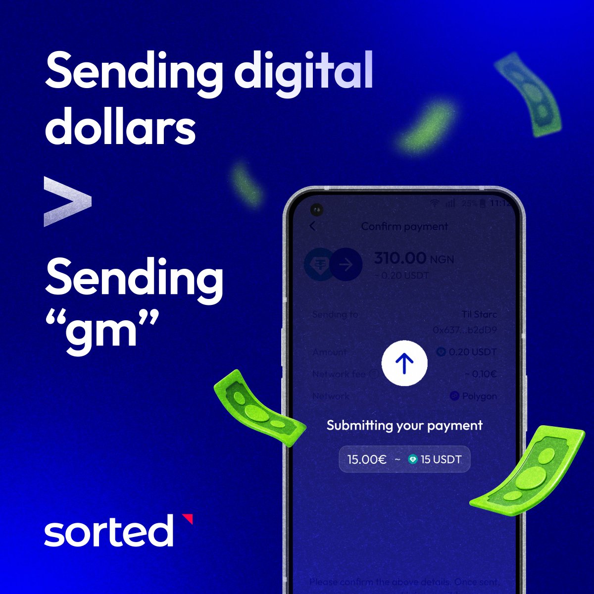 sortedwallet's tweet photo. In a world where we're more connected than ever, sending money to someone you care about should be just as easy as sending a message 📲

Whether it's helping out a friend or supporting family back home, money is one of the most meaningful things we exchange every day 💸

At Sorted, our goal is simple: make it easier for anyone, anywhere, to send, receive or store 💙

#Sorted #Stablecoins #Payments #DigitalDollars