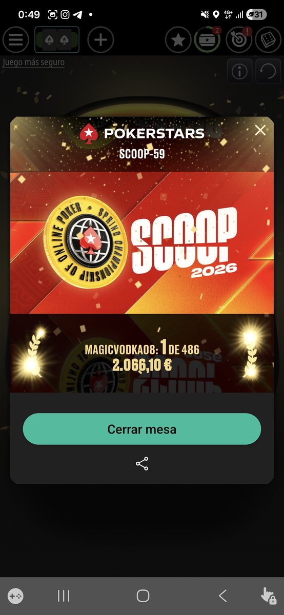 magicvodka08's tweet photo. Estos son algunos de mis pinchazos durante este año 2026. Sigo siendo un jugador muy humilde con un ABI de unos 10€, mi objetivo durante este 2026 es tener unas ganancias netas de +20k (voy por +4k de momento, llegado a estar +5.3k). Vamos a ver hasta donde puedo llegar 💪 🦍 https://t.co/WXHcr1bujR