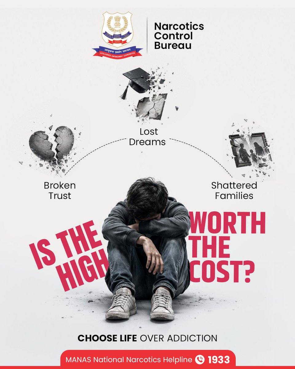 ncbmanas's tweet photo. A momentary escape can create lasting pain for everyone around you.

#NCB #NarcoticsControlBureau #SayNoToDrugs #DrugFreeIndia #DrugAwareness https://t.co/PxBsacKbRq