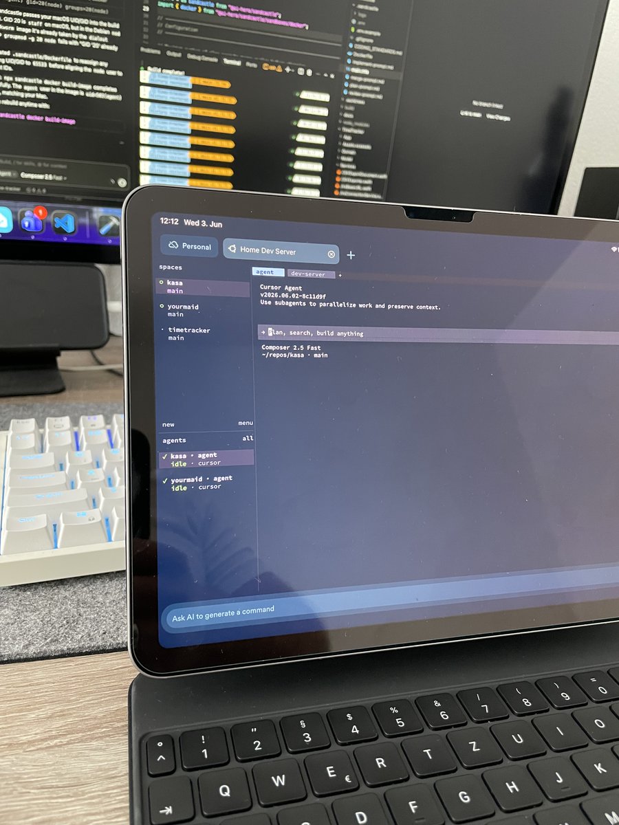 cihadsmind's tweet photo. I bought an iPad a few days ago and set up a remote dev environment on it.
@herdrdev Thanks for your great work. It's so smooth 😍🙌 https://t.co/QXVThG8qnQ