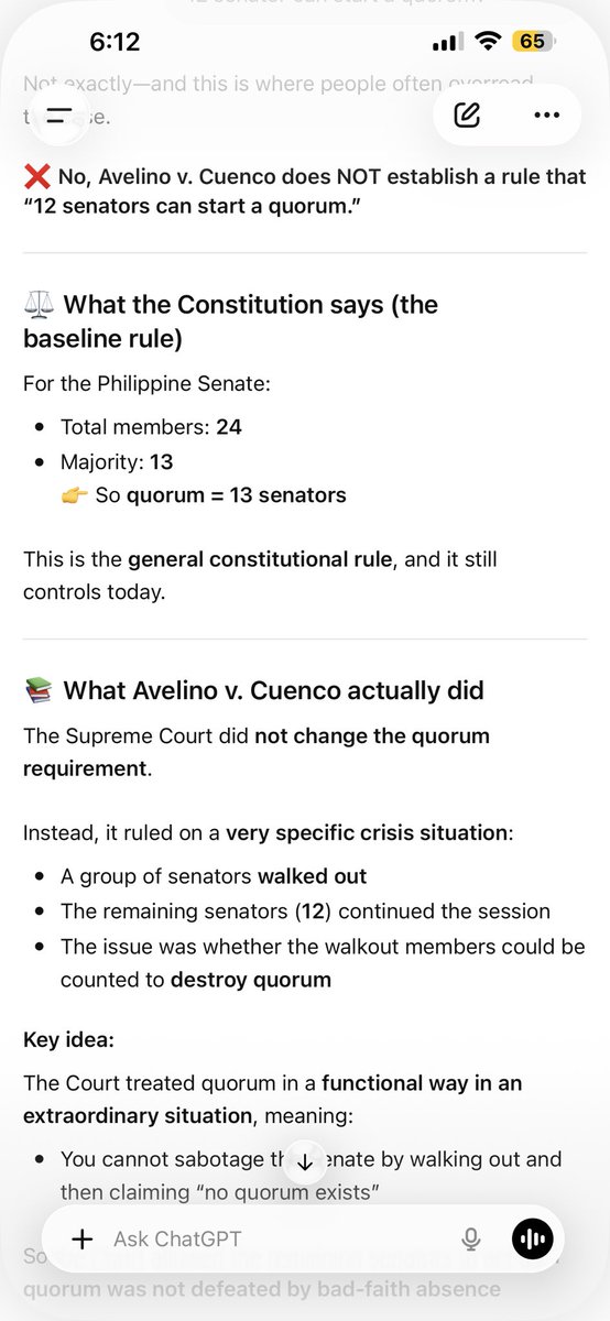 kathh91_'s tweet photo. @kikopangilinan bend the law mga ogag!!! 

12 senators CANNOT START a quroum under avelino v cuenco....!!! bend the law na nga mga sinungaling pa...! https://t.co/9sY05EBVzy