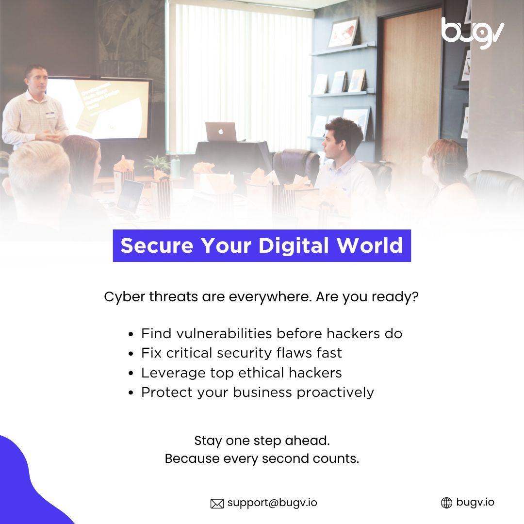 bugvsecurity's tweet photo. Hackers don't sleep. Should your security?

Stay one step ahead. Because every second counts.
Find vulnerabilities before they do. Fix flaws fast. Stay ahead.

Secure your business: https://t.co/xaxtKkBaAr
#CyberSecurity #EthicalHacking #BugBounty #InfoSec #Bugv https://t.co/3opKwGwTpS
