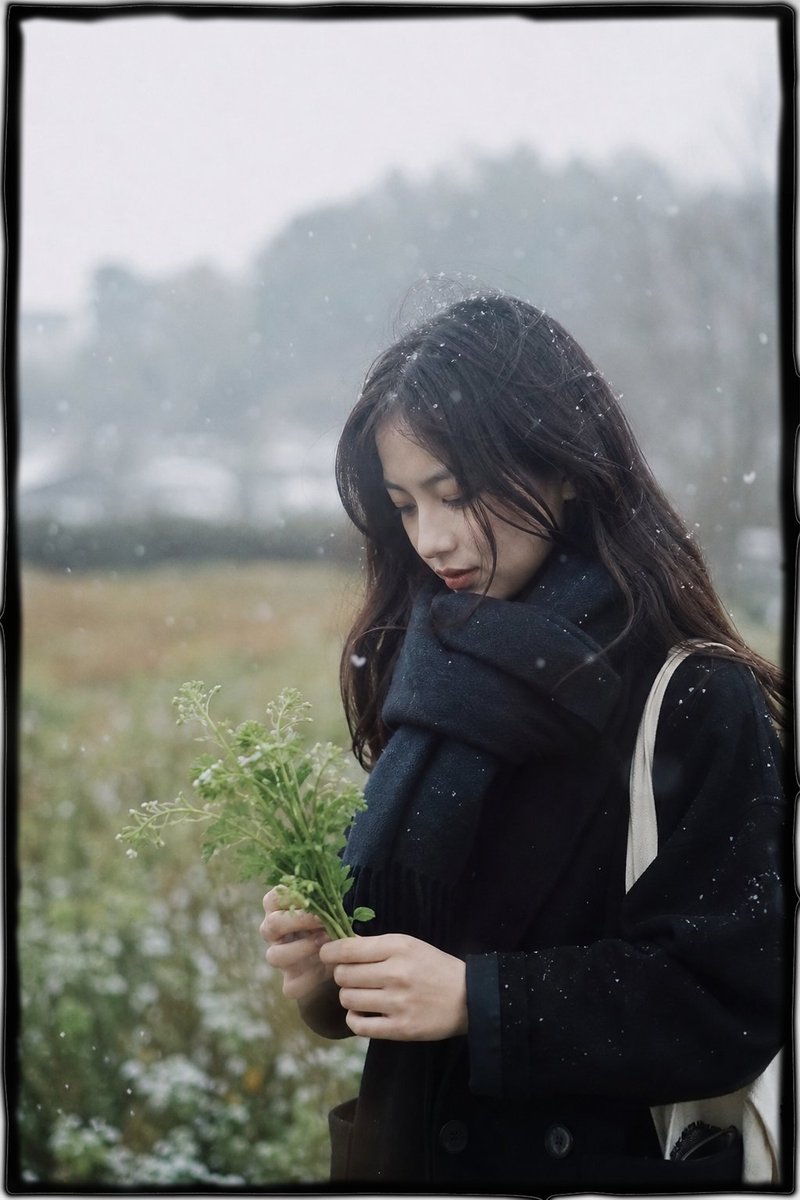 toall_AI's tweet photo. 015-光孝天皇
『君がため　春の野にいでて　若菜摘む　わが衣手に　雪は降りつつ』

現代訳-あなたのために春の野に出て若菜を摘んでいましたが､春だというのにちらちらと雪が降ってきて、私の着物の袖にも雪が降りかかっています｡

#百人一首 #AI百人一首 #現代実写版 https://t.co/jlW863lsaQ