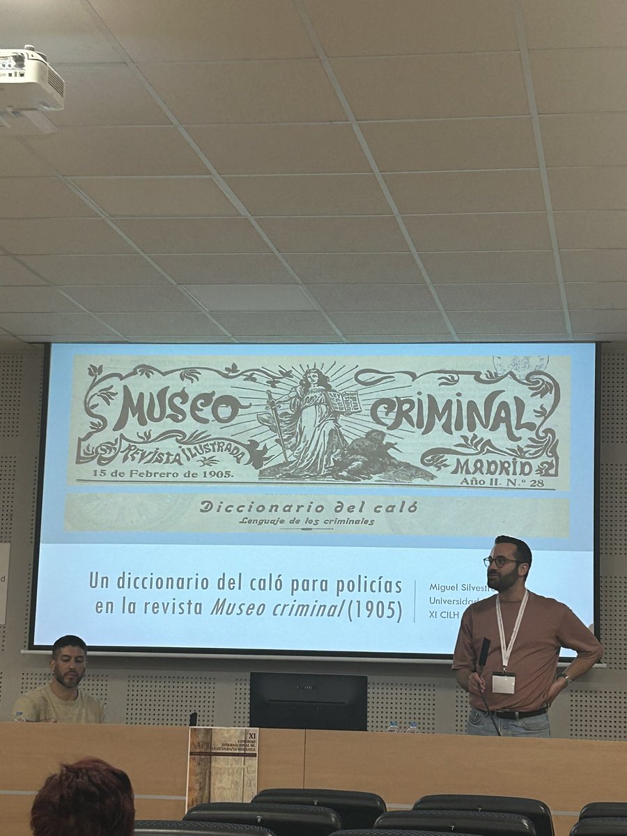 MJGarciaFolgado's tweet photo. Miguel Silvestre Llamas @silvestrellamas nos habla en @AELex_twit @univcadiz desde el marco de la lexicografía historiográfica (@Agueda_Moreno_M) de “Un diccionario del caló para policías en la revista Museo Criminal (Madrid, 1905)”
@linpeprensa2 @LexicografiaUja https://t.co/aDCEzBVFyB