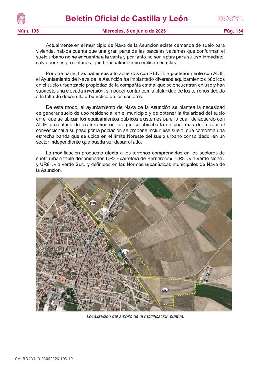 BOCYL_'s tweet photo. 🏛 CONSEJERÍA DE MEDIO AMBIENTE, VIVIENDA Y ORDENACIÓN DEL TERRITORIO

📰 ORDEN MAV/503/2026, de 29 de mayo, por la que se formula el informe ambiental estratégico de la modificación puntual n.º 2 de las Normas Urbanísticas Municipales, para nueva o...

📎 https://t.co/UBLdjbJJzV https://t.co/xaXv8WLgjB