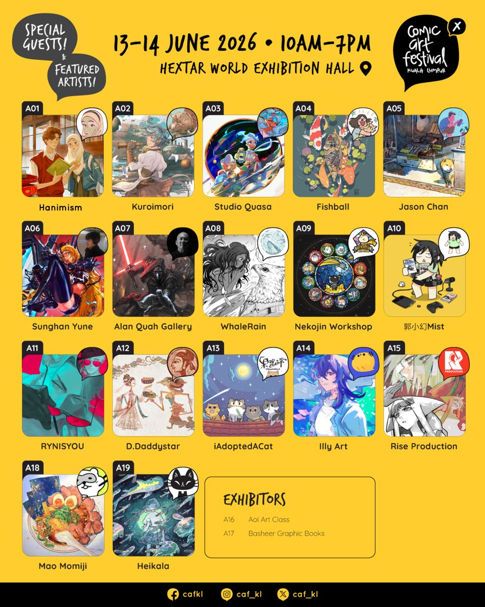 caf_kl's tweet photo. With over 300 individual participating artists, CAFKL X is slated to be the most exciting yet!

Celebrate Malaysian comic art and artists this 13th & 1th June at Hextar World Exhibition Hall, Empire City. Check out the artists and their merchandise in depth using the interactive map prepared by our WebDev team at https://t.co/DsSNqWNzKo.

#cafklx