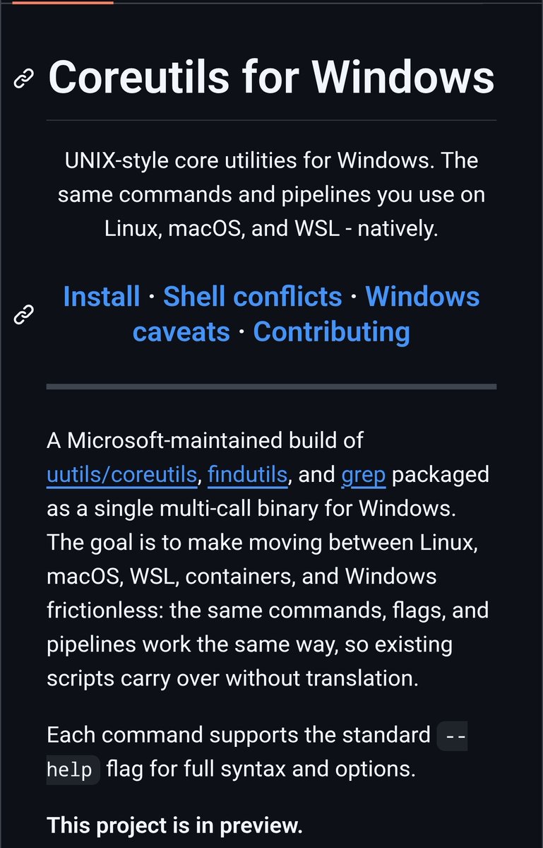 Itsfoss's tweet photo. The company that once called Linux a "cancer" is now the one shipping its core tools to Windows users.

Microsoft just shipped GNU coreutils for Windows.

ls. grep. cat. cp. find. The same commands that have powered Unix and Linux systems for over 50 years are now available natively on Windows, maintained by Microsoft itself.

For context: GNU coreutils are the foundational utilities that every Linux and macOS system relies on for basic file operations, text processing, and shell scripting. They are the bedrock of Unix computing. Tens of millions of scripts, pipelines, and workflows run on them every day.

And now Microsoft is shipping and maintaining a build of them for Windows.

This is not WSL. You do not need a Linux subsystem running in the background. These tools run natively on Windows, with the exact same flags and behavior as on Linux. Your existing scripts just work.

Microsoft's goal: make moving between Linux, macOS, WSL, containers, and Windows completely frictionless. Write a script once. Run it anywhere.

The package bundles uutils/coreutils (a modern Rust rewrite of GNU coreutils), findutils, and grep into a single multi-call binary. Every command supports standard flags. Same commands, same pipelines, no translation needed.

The project is still in preview. But the direction is unmistakable.