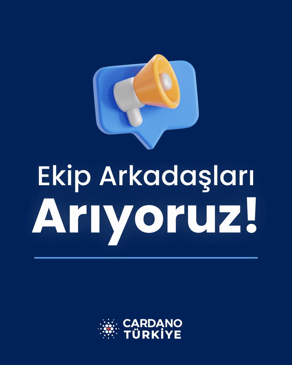 Cardano_TUR's tweet photo. 📌 Cardano Türkiye Yeni Ekip Arkadaşlarını Arıyor!

✨ İçerik üretimi, topluluk geliştirme ve sosyal medya yönetimi gibi alanlarda gelişime açık ekip arkadaşları arıyoruz!

📅 Başvuru için son tarih: 07.07.2026

👉 https://t.co/lasGLhSS22 https://t.co/4VNs9HiyOy