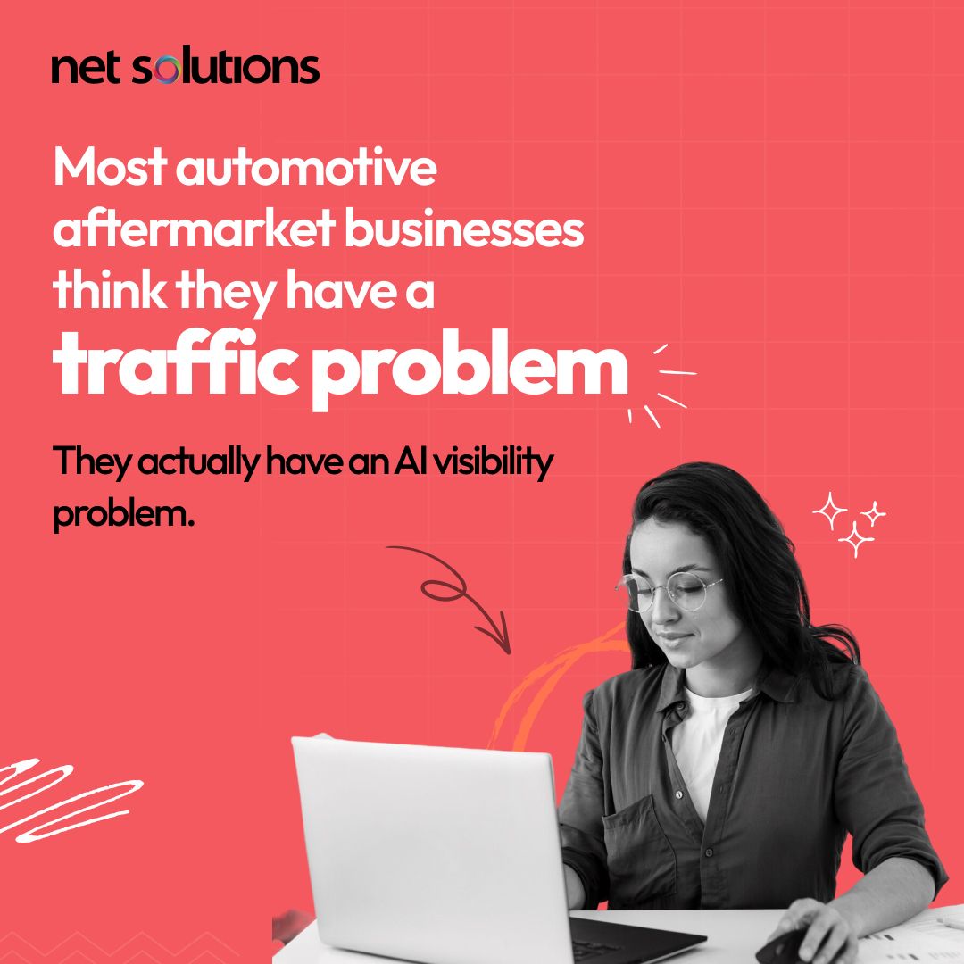 netsolutions's tweet photo. More traffic won't solve every growth challenge.

As AI reshapes how buyers discover and evaluate products, many automotive aftermarket businesses risk becoming invisible to the systems influencing purchase decisions.

The good news? Most visibility gaps can be identified before they affect growth.

Take the AI Readiness Assessment to understand how prepared your business is for AI-driven buying journeys. Link in comments 👇