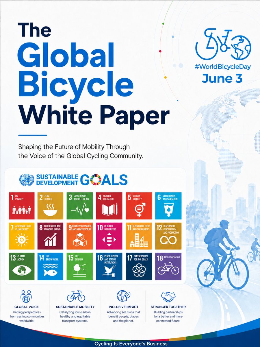 Leszek33's tweet photo. 📢Happy #WorldBicycleDay! 🚴🚴‍♂️🚴‍♀️Today, we celebrate the power of bicycles to connect people, strengthen communities, and create a more sustainable future.

The cycling community has spoken, the Global Bicycle White Paper is now publicly available:
 https://t.co/YV0VFEKyiz https://t.co/ABCmNz7Hbu