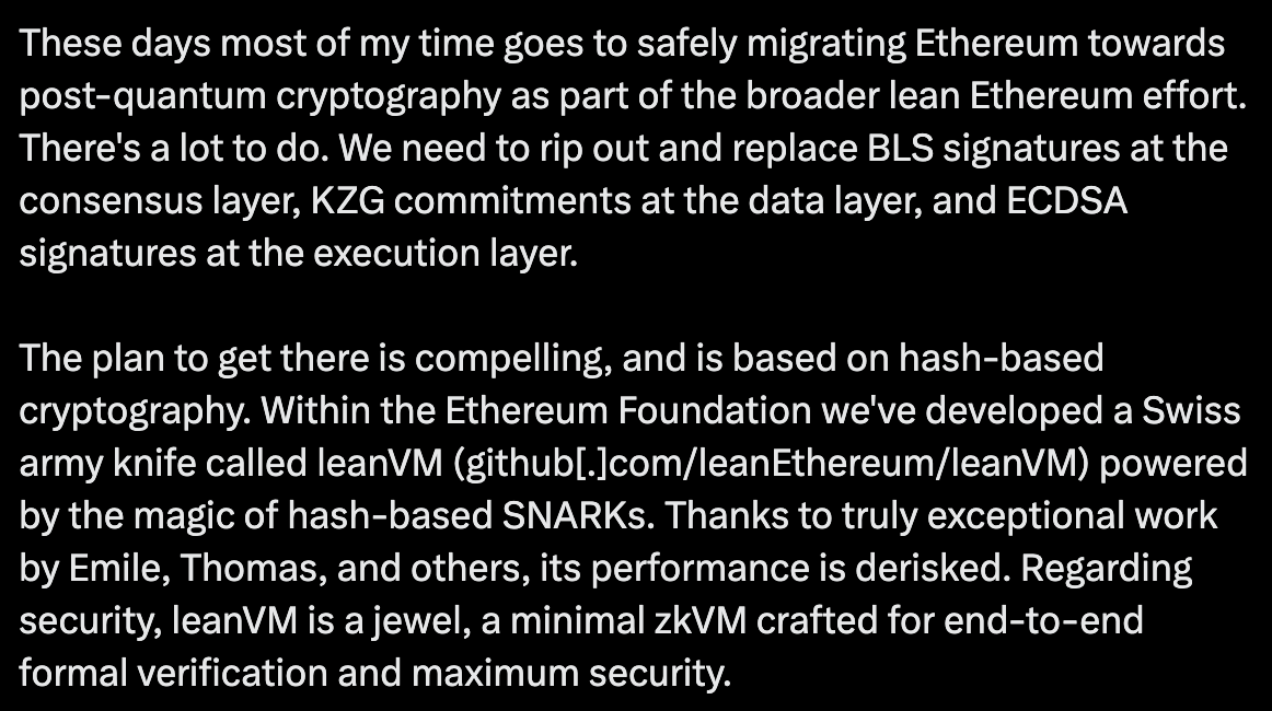 blockhiro's tweet photo. probably the most promising ETH recovery story would be meaningful development toward PQC; "quantum money" over the "DeFi" narrative

a "DeFi is back" story looks less and less likely as TVL falls, exploits announced every other day, and Mythos public release in the coming weeks https://t.co/k8HsBnlFDQ