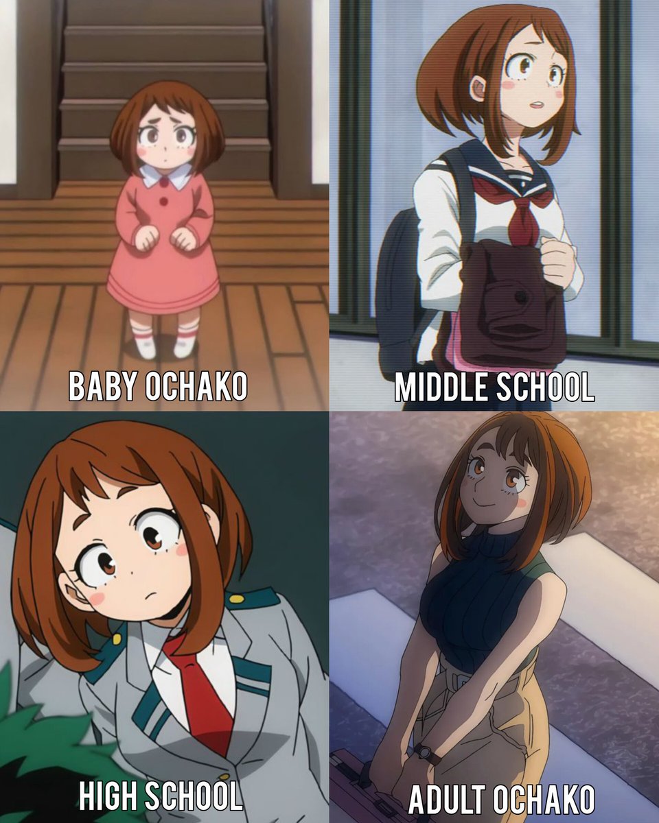 AnimeDailyRepz's tweet photo. Ochako Uraraka through the years https://t.co/OvSvH8IHdP
