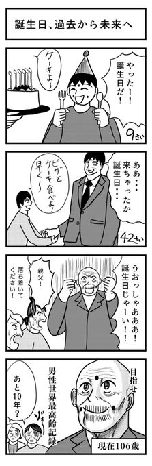 4コマ漫画 『誕生日、過去から未来へ』 
