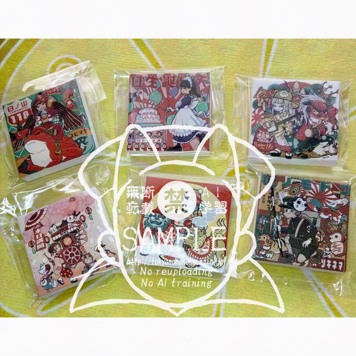 tmnk_illust's tweet photo. コミティア156で販売するキャンバスマグネットです。5センチ四方で大変かわいい。全13種類、イベント売りのみの予定。冷蔵庫とかにどうぞ。
#COMITIA156 https://t.co/tLbwaFKbPe