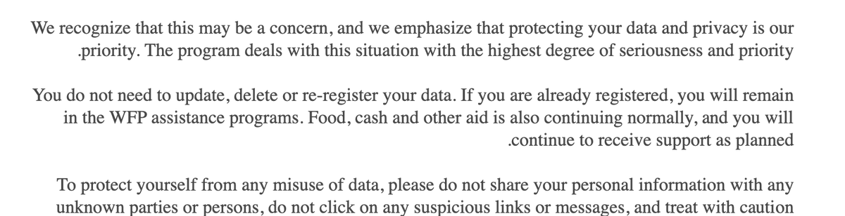 lukOlejnik's tweet photo. Cyberattack on humanitarian organization World Food Program exposes sensitive data of vulnerable population. Affected 600,000 households in Gaza, names, ID numbers, phone numbers, location data, all exfiltrated. The timing is specific. Israel's Supreme Court had just upheld a requirement forcing aid organizations to hand over workers' personal data as a condition of operating in Gaza. In 2022 it was the Red Cross (515,000 people). In 2023, the Norwegian Refugee Council. This time it's WFP. The sector has had a poor track record. https://t.co/4GesgWVPaV