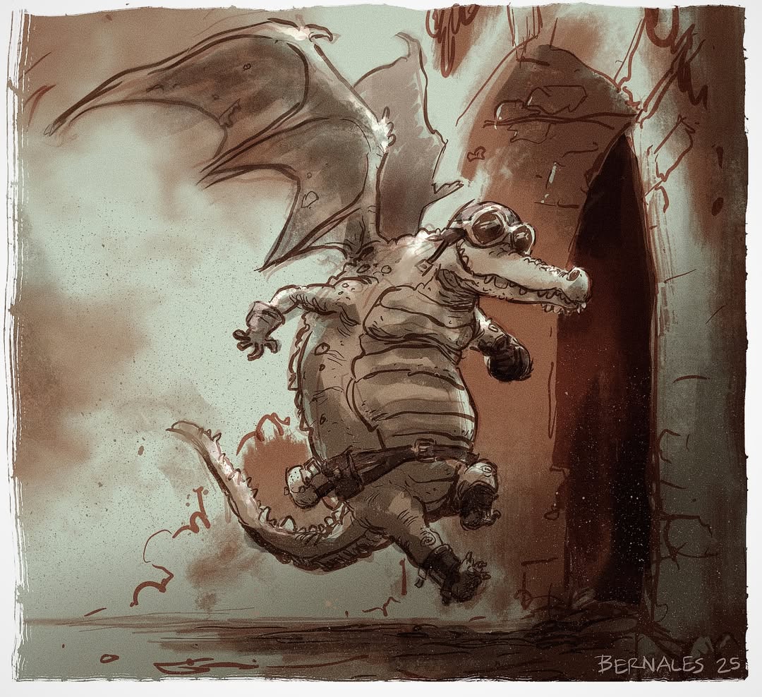inarvaezp's tweet photo. "Flying Croc" by R'john Bernales (https://t.co/9RDGLCaXqO) #crocodile #illustration https://t.co/QPSlyMQYCH