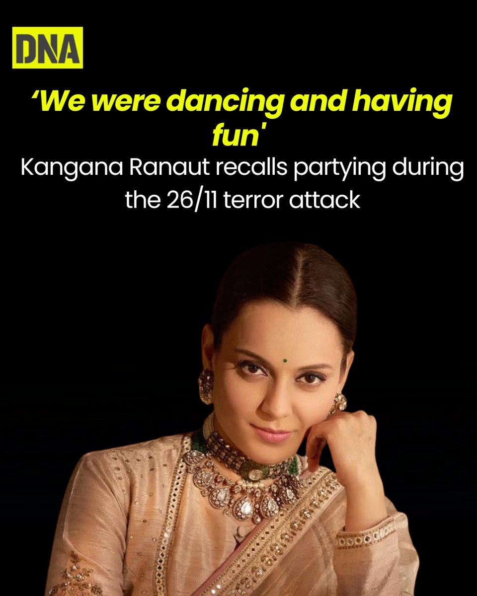 dna's tweet photo. Kangana Ranaut revealed that she was attending a party with fellow strugglers when filmmaker Mahesh Bhatt informed them about the 26/11 Mumbai terror attacks and urged everyone to leave immediately.
Read here: https://t.co/2DF2F8msh7
#KanganaRanaut #MumbaiTerrorAttacks #Bollywood #DNAUpdates