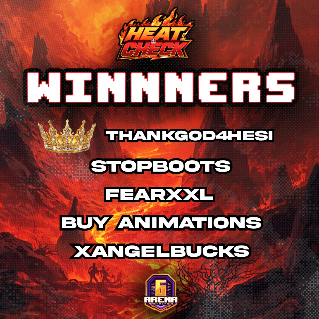 HOFArena's tweet photo. CONGRATS TO THE SECOND BRACKET #HeatCheck ARENA WINNERS!

@HesiRebornn 
@ShootBootsK 
@FearsXXL 
@buyanimationss  
@AngelBuckz 

They successfully earned Heat Check in 1 of 3 times it'll be available to get!

@HOFLeague2K @HOFWorld2K @DUNKLeague2K @MacOffSix @RiskTakersGC @iNetworkSports
@NDProAmPage_