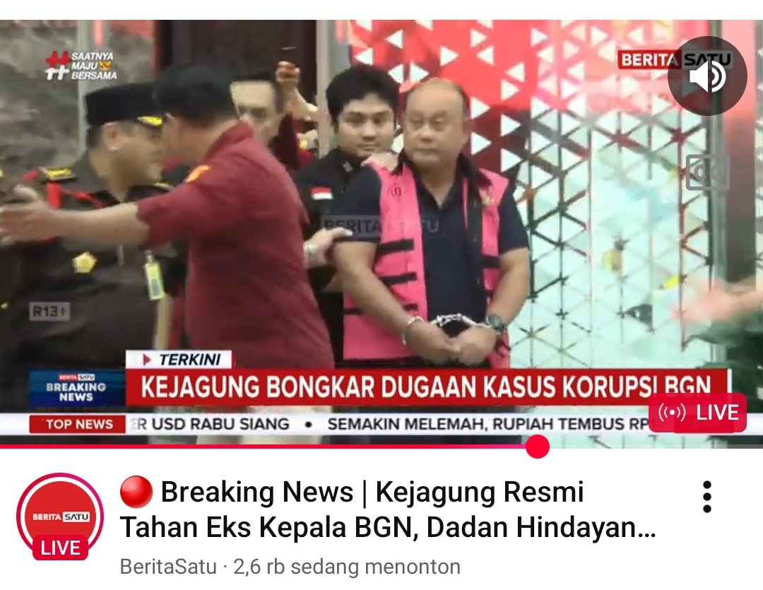ainayyahin's tweet photo. WOW Eks Kepala BGN di tetapkan jd tersangka korupsi BGN 😱

malem nya di copot
pagi kantor BGN di geledah
Sore di tetapkan jd tersangka korupsi BGN 

#dadan #BGN #KorupsiBGN https://t.co/C706WTCtSP
